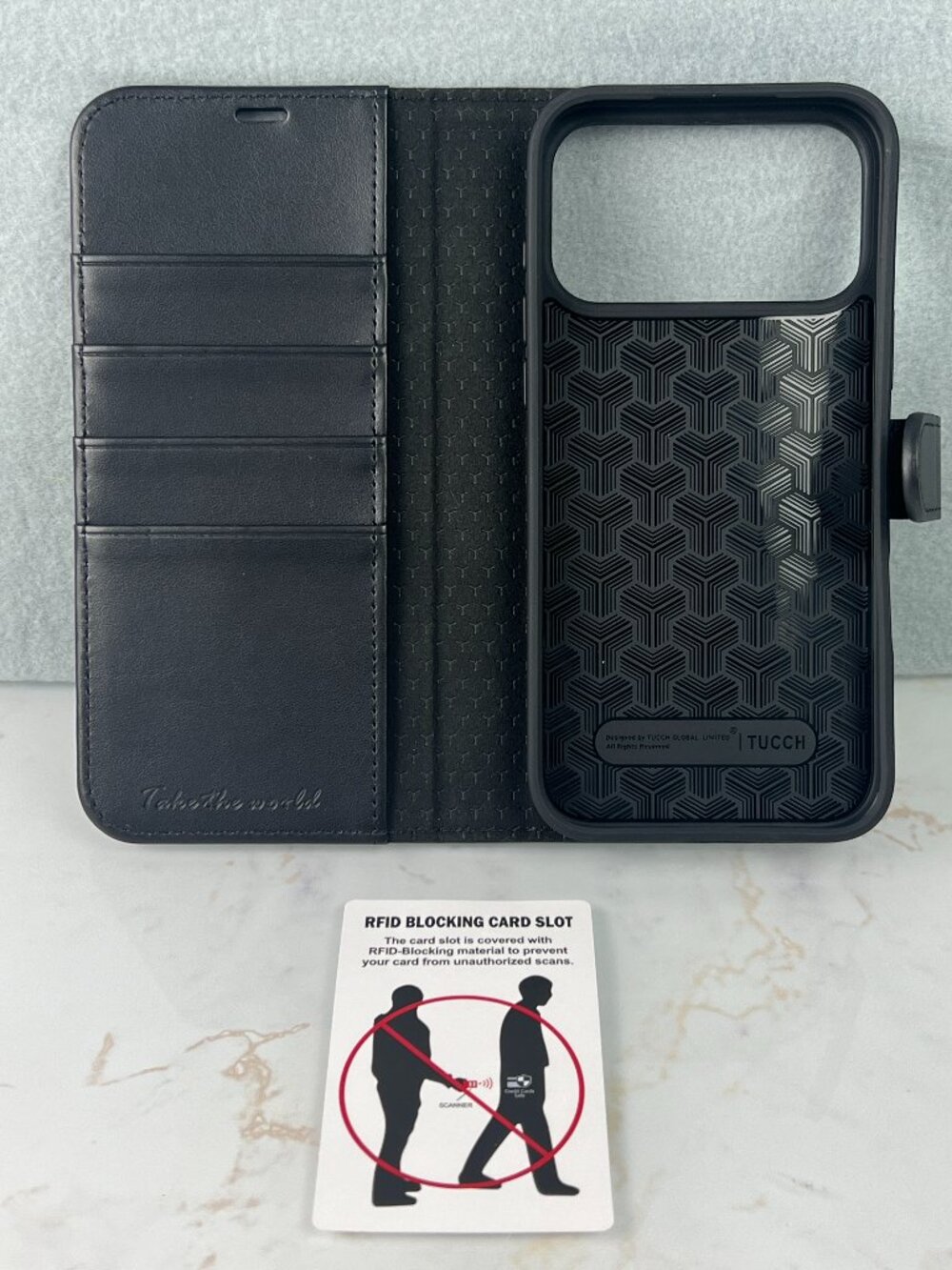 NEW iPhone 17 Pro Max Black RFID Wallet 6.9" Phone Case